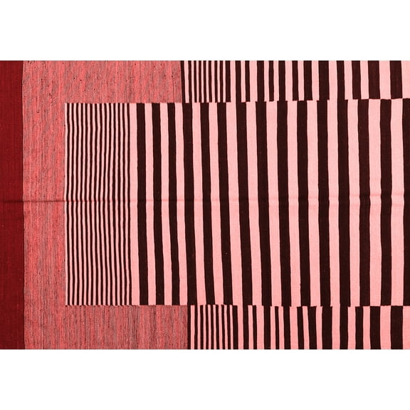 Ahgly Company Indoor Rectangle Abstract Red Contemporary Area Rugs, 5' x 7'