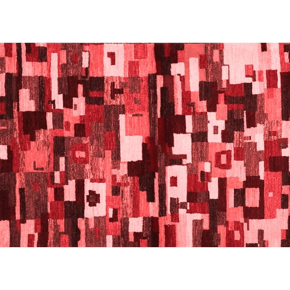 Ahgly Company Indoor Rectangle Abstract Red Contemporary Area Rugs, 5' x 7'