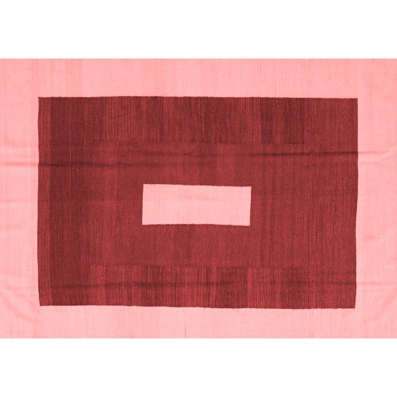 Ahgly Company Indoor Rectangle Abstract Red Contemporary Area Rugs, 5' x 7'