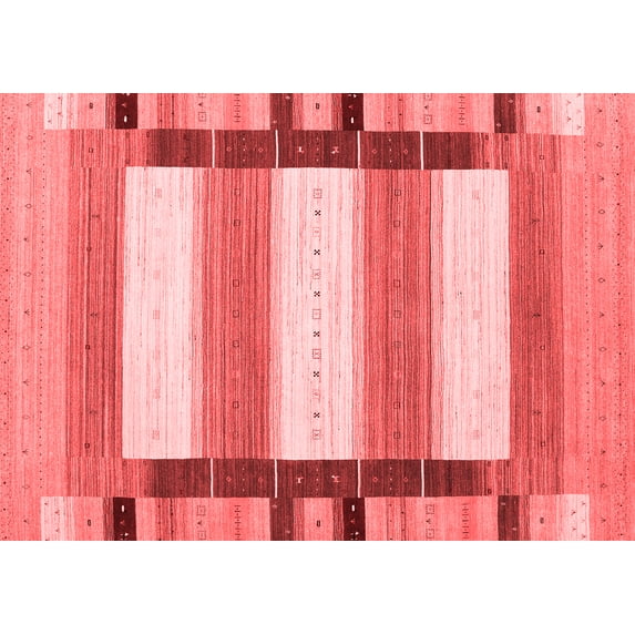 Ahgly Company Indoor Rectangle Abstract Red Contemporary Area Rugs, 5' x 7'