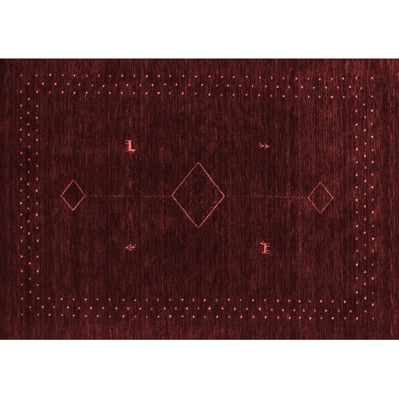 Ahgly Company Indoor Rectangle Abstract Red Contemporary Area Rugs, 6' x 9'