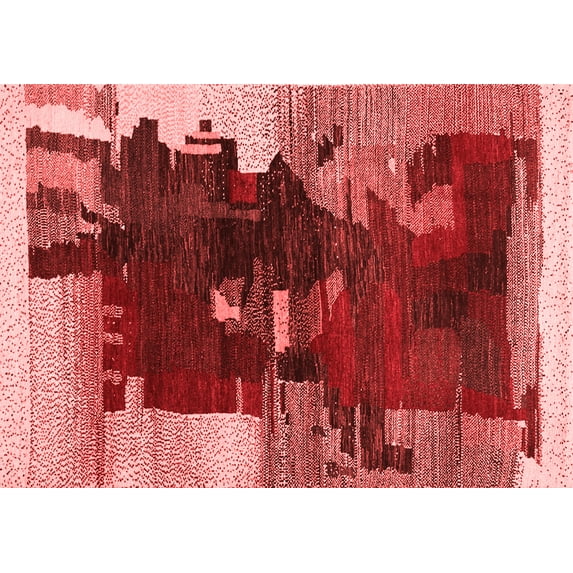 Ahgly Company Indoor Rectangle Abstract Red Contemporary Area Rugs, 6' x 9'