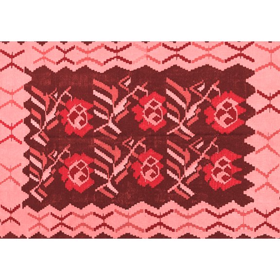 Ahgly Company Indoor Rectangle Abstract Red Contemporary Area Rugs, 7' x 10'