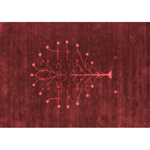 Ahgly Company Indoor Rectangle Abstract Red Contemporary Area Rugs, 7' x 9'