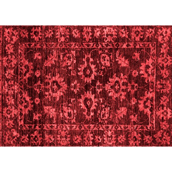Ahgly Company Indoor Rectangle Abstract Red Modern Area Rugs, 2' x 5'