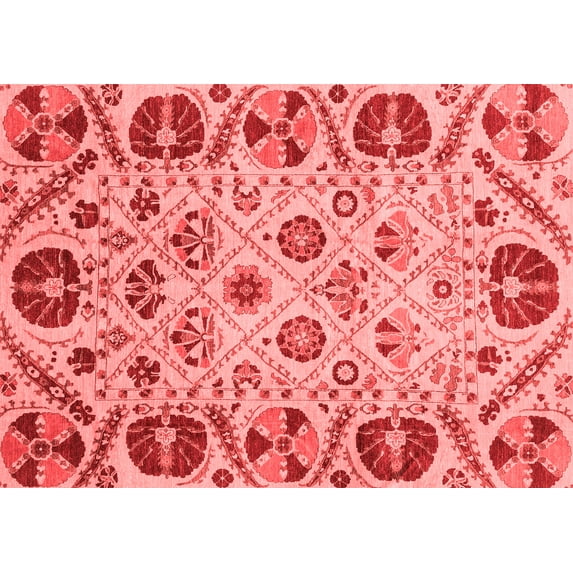 Ahgly Company Indoor Rectangle Abstract Red Modern Area Rugs, 3' x 5'