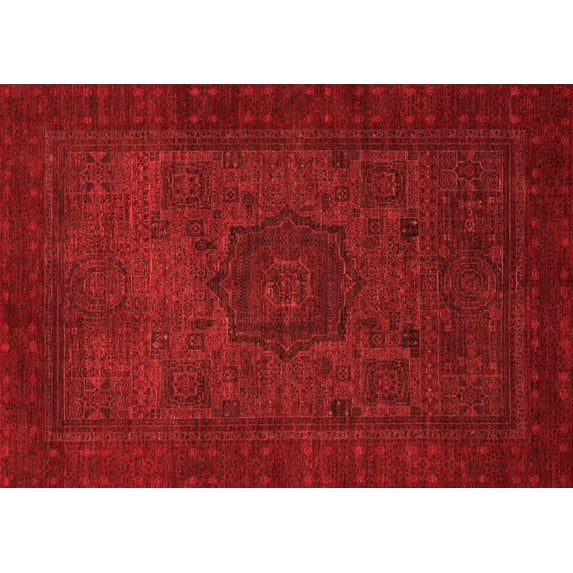 Ahgly Company Indoor Rectangle Abstract Red Modern Area Rugs, 3' x 5'