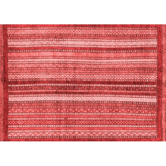 Ahgly Company Indoor Rectangle Abstract Red Modern Area Rugs, 4' x 6'