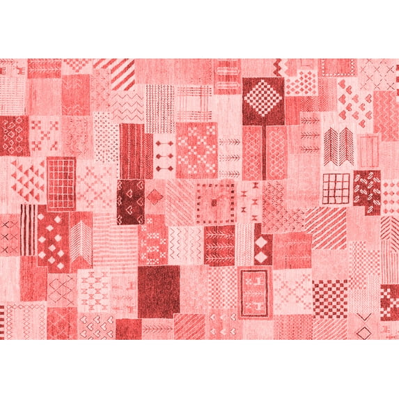 Ahgly Company Indoor Rectangle Abstract Red Modern Area Rugs, 4' x 6'