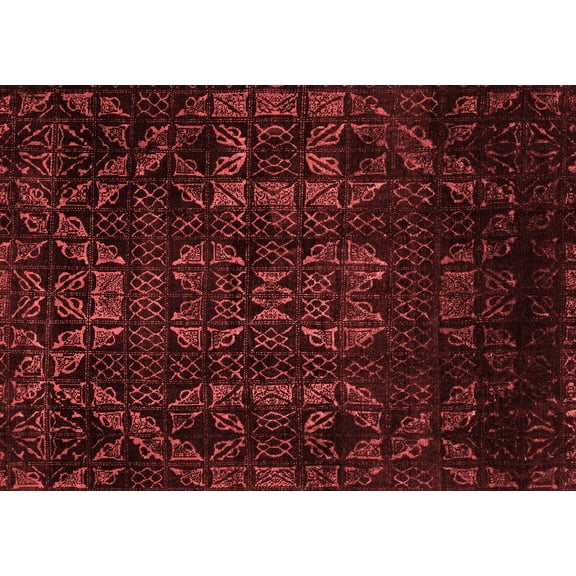 Ahgly Company Indoor Rectangle Abstract Red Modern Area Rugs, 5' x 7'