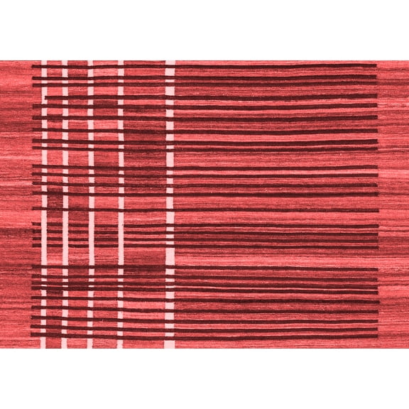 Ahgly Company Indoor Rectangle Abstract Red Modern Area Rugs, 5' x 7'