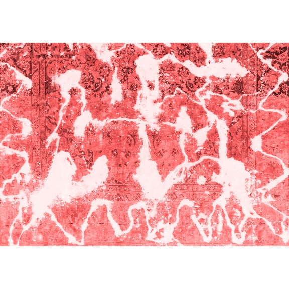 Ahgly Company Indoor Rectangle Abstract Red Modern Area Rugs, 5' x 7'