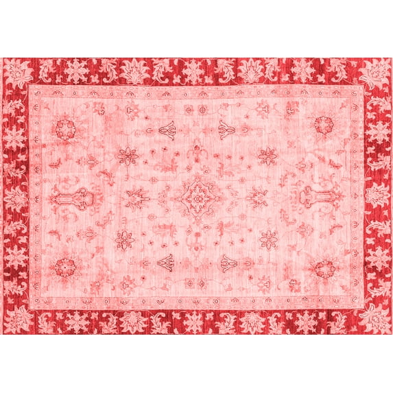 Ahgly Company Indoor Rectangle Abstract Red Modern Area Rugs, 5' x 8'