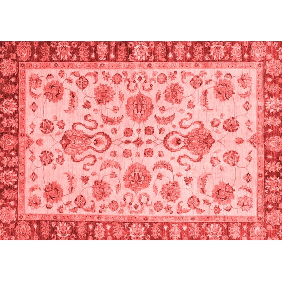 Ahgly Company Indoor Rectangle Abstract Red Modern Area Rugs, 5' x 8'