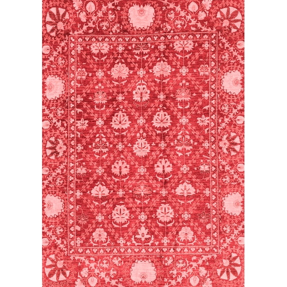 Ahgly Company Indoor Rectangle Abstract Red Modern Area Rugs, 6' x 9'