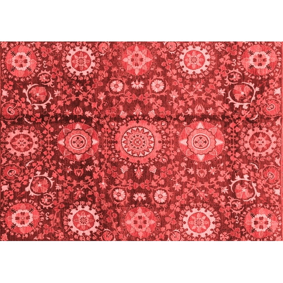 Ahgly Company Indoor Rectangle Abstract Red Modern Area Rugs, 7' x 10'
