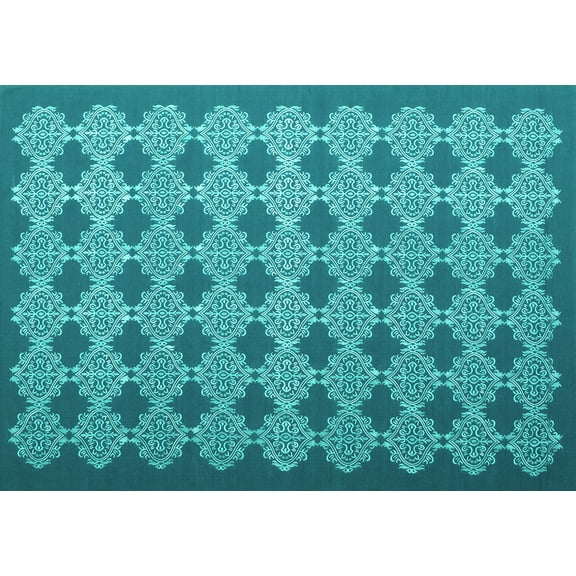 Ahgly Company Indoor Rectangle Abstract Turquoise Blue Contemporary Area Rugs, 2' x 3'