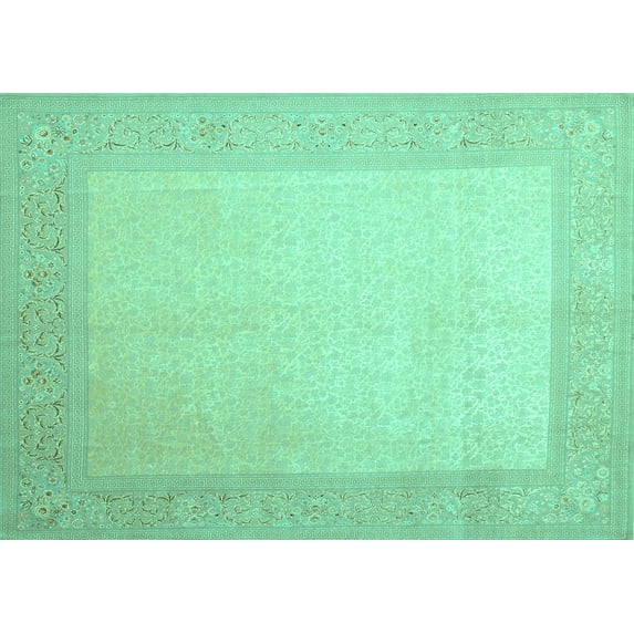 Ahgly Company Indoor Rectangle Abstract Turquoise Blue Contemporary Area Rugs, 2' x 5'