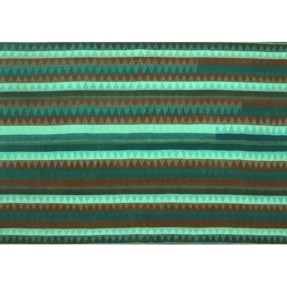 Ahgly Company Indoor Rectangle Abstract Turquoise Blue Contemporary Area Rugs, 3' x 5'