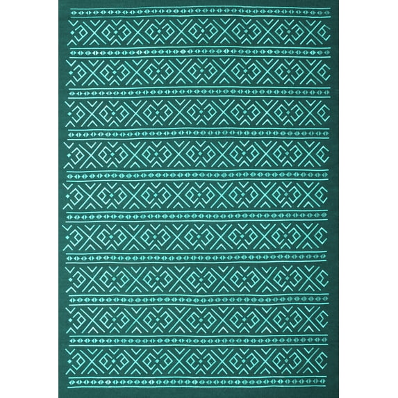 Ahgly Company Indoor Rectangle Abstract Turquoise Blue Contemporary Area Rugs, 5' x 7'