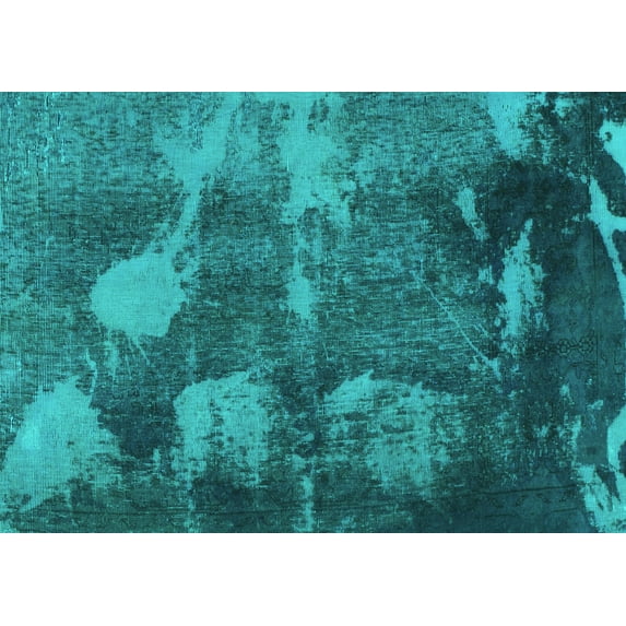 Ahgly Company Indoor Rectangle Abstract Turquoise Blue Modern Area Rugs, 2' x 3'