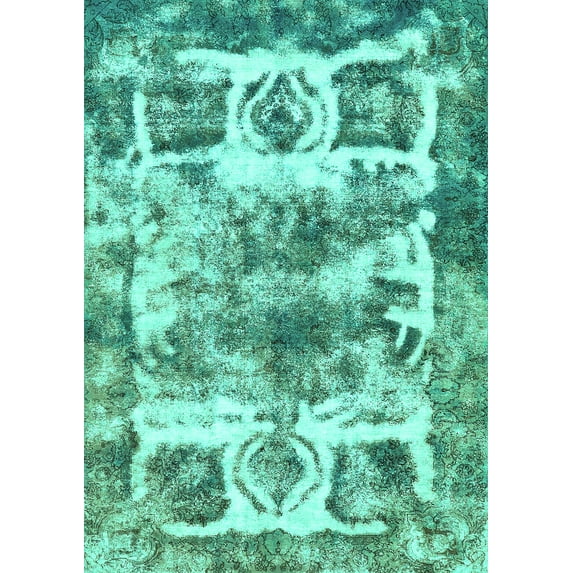 Ahgly Company Indoor Rectangle Abstract Turquoise Blue Modern Area Rugs, 2' x 3'