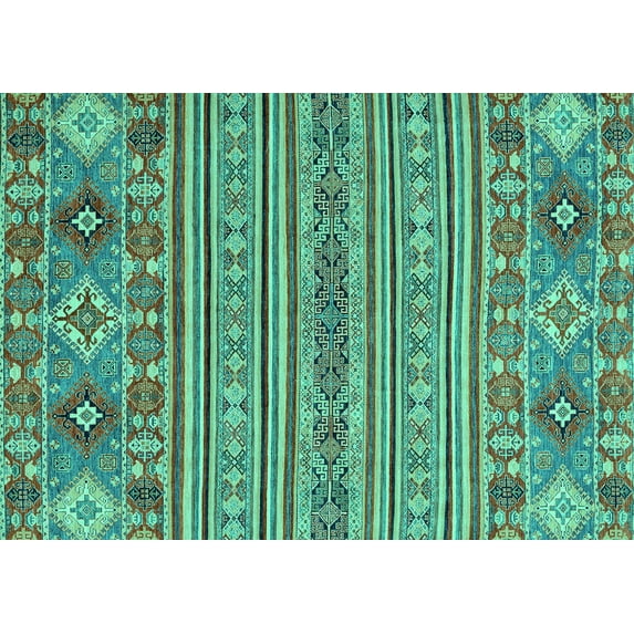 Ahgly Company Indoor Rectangle Abstract Turquoise Blue Modern Area Rugs, 2' x 3'