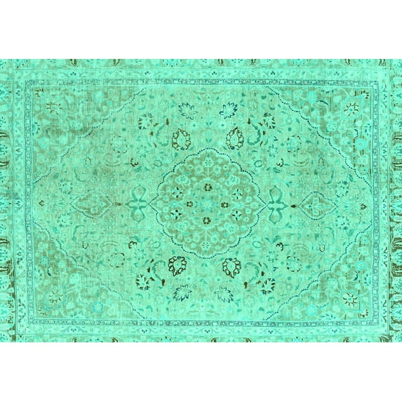 Ahgly Company Indoor Rectangle Abstract Turquoise Blue Modern Area Rugs, 2' x 5'