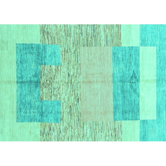 Ahgly Company Indoor Rectangle Abstract Turquoise Blue Modern Area Rugs, 4' x 6'