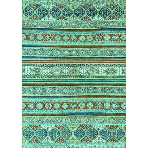 Ahgly Company Indoor Rectangle Abstract Turquoise Blue Modern Area Rugs, 5' x 7'