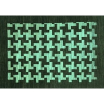 Ahgly Company Indoor Rectangle Abstract Turquoise Blue Modern Area Rugs, 5' x 7'