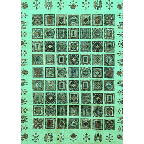 Ahgly Company Indoor Rectangle Abstract Turquoise Blue Modern Area Rugs, 5' x 8'