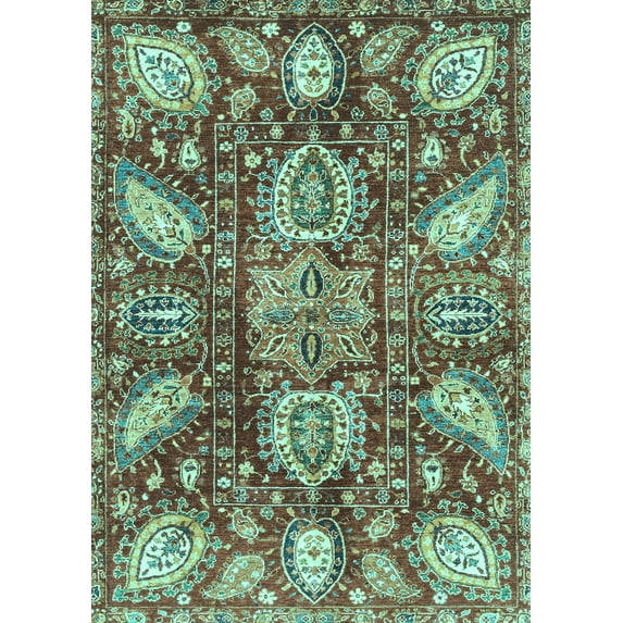 Ahgly Company Indoor Rectangle Abstract Turquoise Blue Modern Area Rugs, 6' x 9'