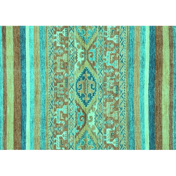 Ahgly Company Indoor Rectangle Abstract Turquoise Blue Modern Area Rugs, 8' x 12'