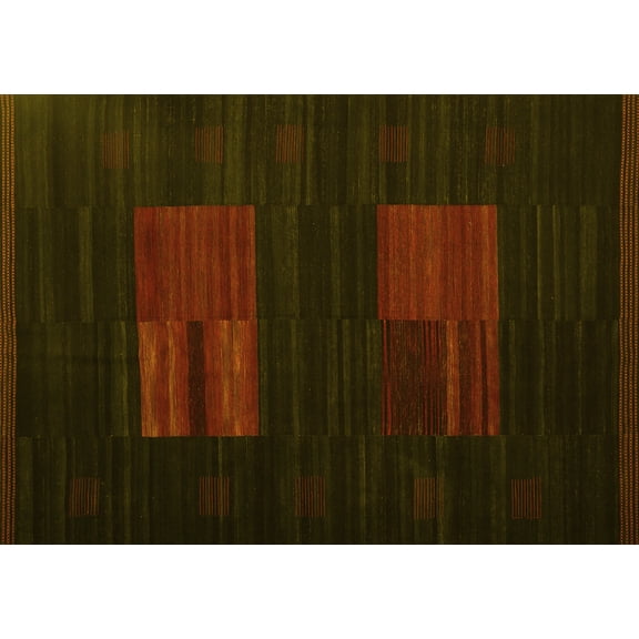 Ahgly Company Indoor Rectangle Abstract Yellow Contemporary Area Rugs, 3' x 5'