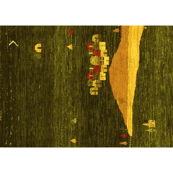 Ahgly Company Indoor Rectangle Abstract Yellow Contemporary Area Rugs, 5' x 7'