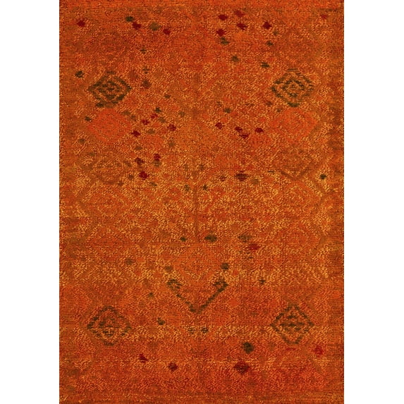 Ahgly Company Indoor Rectangle Abstract Yellow Modern Area Rugs, 2' x 3'