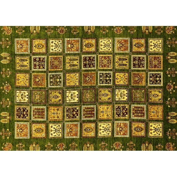 Ahgly Company Indoor Rectangle Abstract Yellow Modern Area Rugs, 2' x 4'