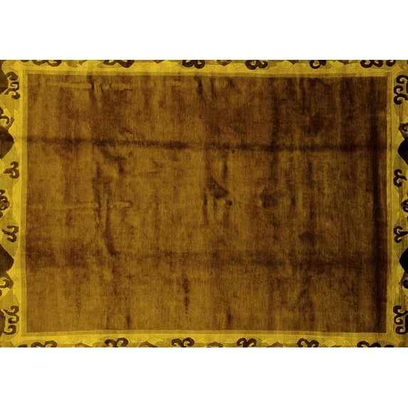 Ahgly Company Indoor Rectangle Abstract Yellow Modern Area Rugs, 2' x 4'