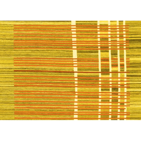 Ahgly Company Indoor Rectangle Abstract Yellow Modern Area Rugs, 2' x 5'