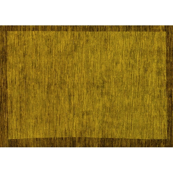 Ahgly Company Indoor Rectangle Abstract Yellow Modern Area Rugs, 3' x 5'