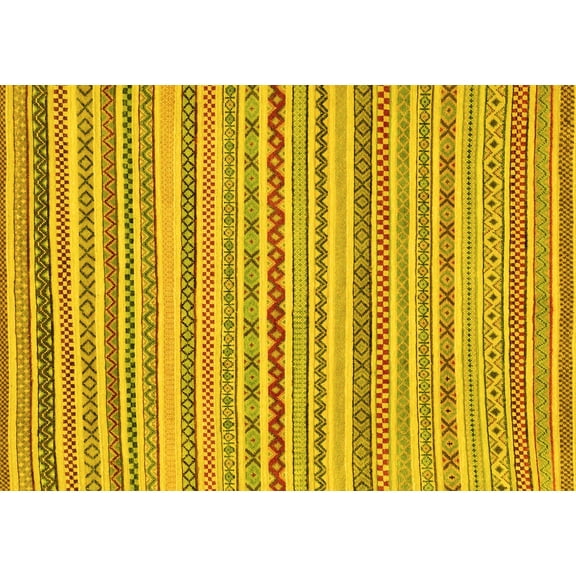 Ahgly Company Indoor Rectangle Abstract Yellow Modern Area Rugs, 5' x 7'