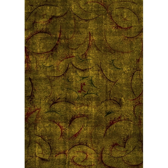 Ahgly Company Indoor Rectangle Abstract Yellow Modern Area Rugs, 5' x 7'