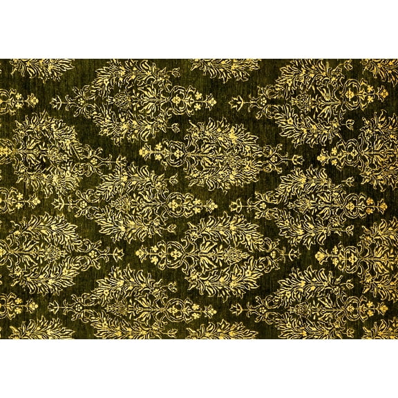 Ahgly Company Indoor Rectangle Abstract Yellow Modern Area Rugs, 6' x 9'