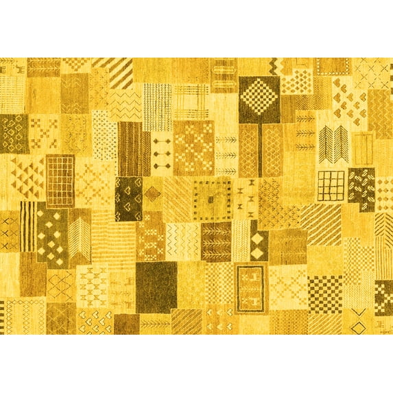 Ahgly Company Indoor Rectangle Abstract Yellow Modern Area Rugs, 7' x 10'