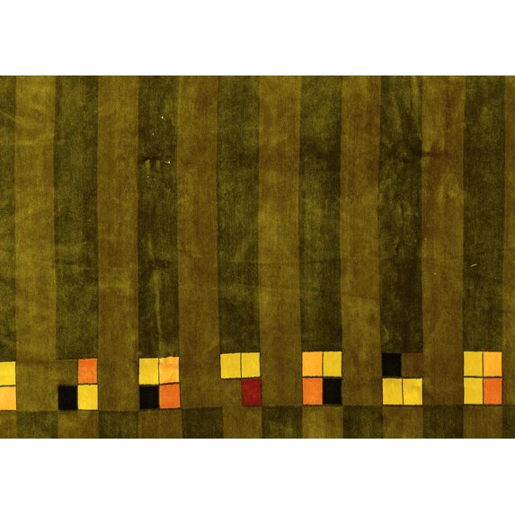 Ahgly Company Indoor Rectangle Abstract Yellow Modern Area Rugs, 7' x 10'