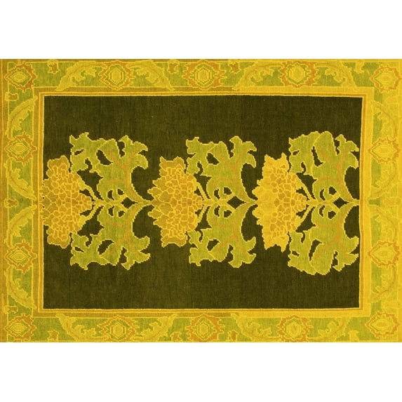 Ahgly Company Indoor Rectangle Abstract Yellow Modern Area Rugs, 7' x 10'