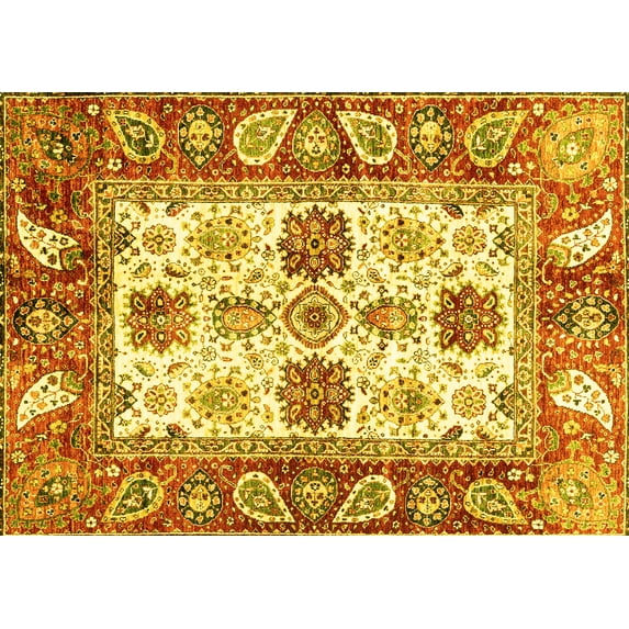 Ahgly Company Indoor Rectangle Abstract Yellow Modern Area Rugs, 7' x 9'