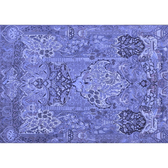 Ahgly Company Indoor Rectangle Animal Blue Traditional Area Rugs, 5' x 7'