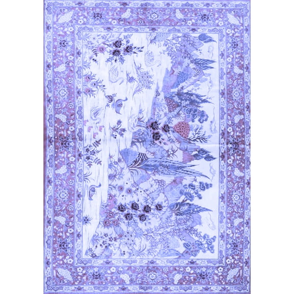 Ahgly Company Indoor Rectangle Animal Blue Traditional Area Rugs, 5' x 7'